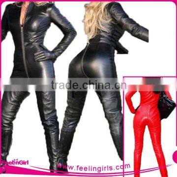 No MOQ Popular Sexy Leather Bodysuit For Women Jumpsuits