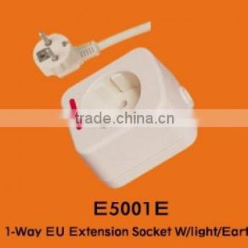 1-way/2 pin Extension Socket/EU Standard/Ground/light