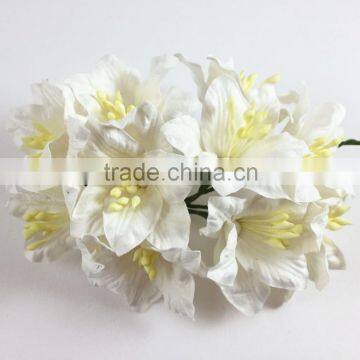 Lily White Handmade Mulberry Paper Flower, Wedding Party, Scrap-booking Crafts, Wholesale