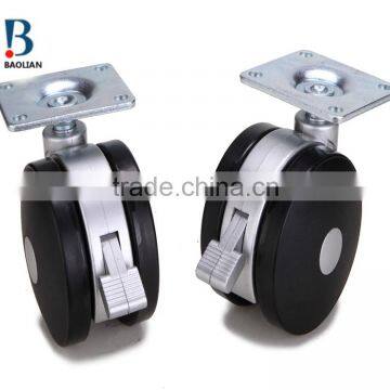 3" Black Rivet Nylon Furniture Caster With Plate and Brake