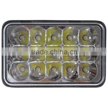 Truck Parts 4x6" 45w Square 4x4 Accessories Led Headlight High Low Beam Headlamp for Offroad Excavator, Truck, Heavy Machinery