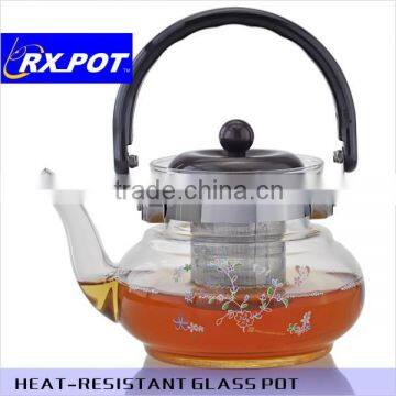 Heat-resistant glass tea pot with stainless steel filter (800A)