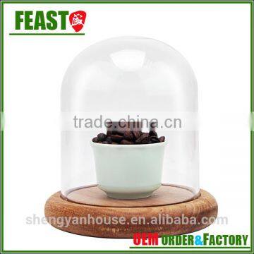 Bell Jar With Wooden Base Clear Glass Dome Stand photo-4