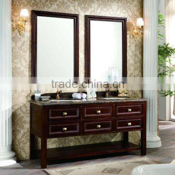 Modern freestanding soild wood bathroom furniture, wooden home furniture, wooden hotel furniture with ceramic basin