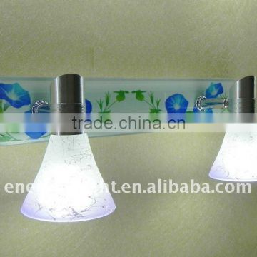 2 lights metal manufacturer for mirror light in chrome finish with white glass shade