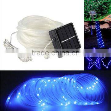 22.97ft Blue Solar LED Strip, 50 LEDs with Light Sensor, Outdoor Rope Lights