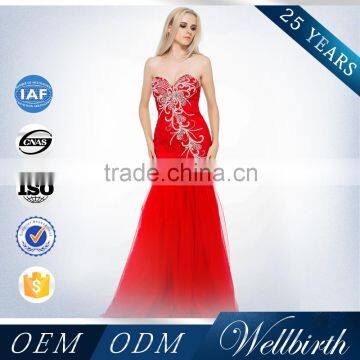 2015 Latest Design Party Wear Appliques Sweetheart Formal Evening Gown