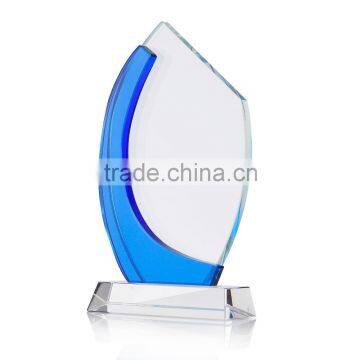 Wholesale clear blue glass crystal trophy plaque