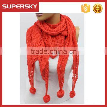 A-59 knitted lace shawl scarf hand crochet lace scarves lace knit scarf with tassel