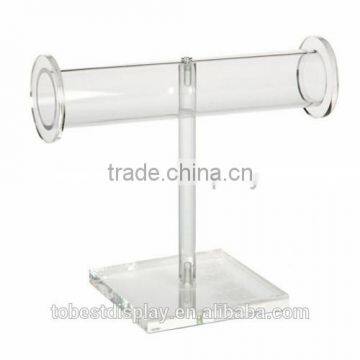 single clear T shaped pipe smooth surface acrylic bracelet holder/bangle holder/acrylic jewelry holder with screw