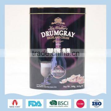 Noble purple oval tin can for coffee packaging