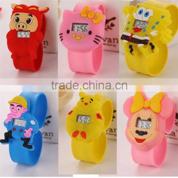 Wholesale Kids Electronic Digital Watch Silicone Cartoon Shape Watches Slap Bracelet Watch Kids Slap Watch