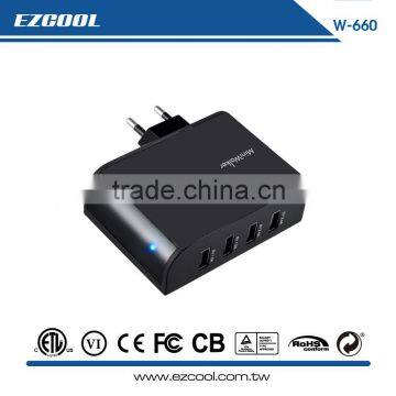 Dongguan Factory-HIGHEST SPEED 5V/6.8A 34W 4 PORTS USB CHARGER -W-660