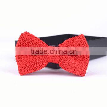 Latest hot sell custom wholesale cotton red solid knitted bow ties