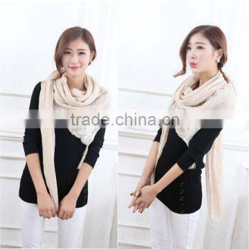 Butterfly Tassel Plain Color Most Popular Cute Scarf Cotton photo-4