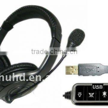 2.0 USB PC computer stereo headset with volume/mute control