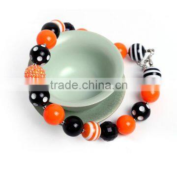 lovely baby girls fashion chunky jewelry orange and black mix color bubblegum bead necklace for sale