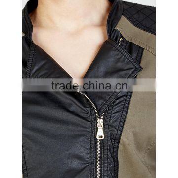 Lady's Fashion Style Faux Leather Fringe Jacket, Black photo-3