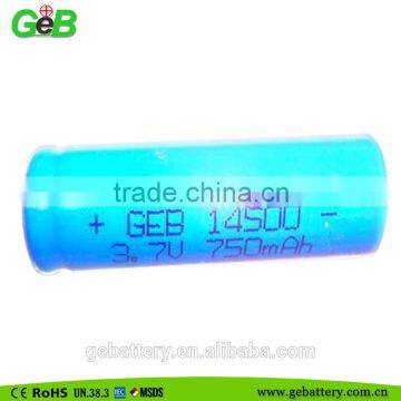 14500 3.7V 750mah li-ion toys battery