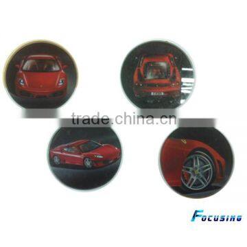 Popular car pattern tempered glass coasters with decal