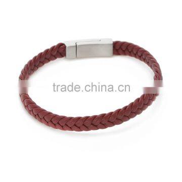 New Arrival Braided Rope Bangles Wholesale Red Brown Leather Bracelace With Magnetic Clasp Box