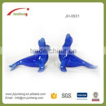 home decor glazing blue ceramic dolphin garden toys for ocean