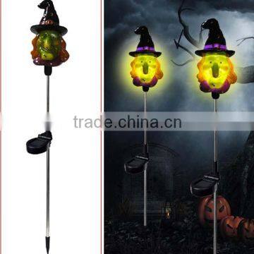 Halloween polyresin witch decoration solar garden stake light