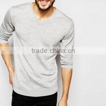 men high quality acrylic Pure color v neck casual sweater render pullover wholesale