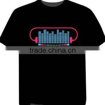 Wholesale 100% Cotton Sould Active Led T-shirt / el T-shirt/el Equalizer T-shirt photo-3