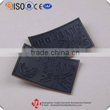 Dark Blue Jeans Fake Leather Embossed Patches