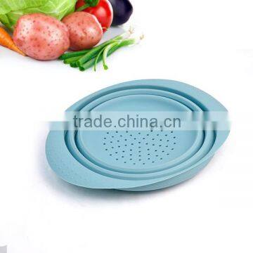 Lovely Foldable Silicone Draining Basket Kitchen strainer Bowl For Fruit&Vegetable