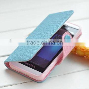 Hot Sale in All Country Mix Color Leather Case for Blackberry Z10 Custom Case