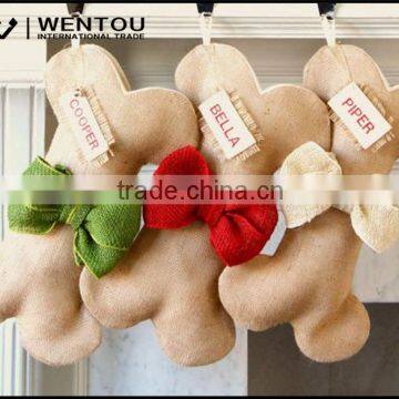 Wholesale Burlap Dog Bone Christmas Stocking