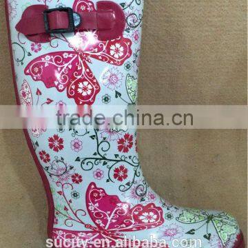 elegant high quality ladies wellingtons with flower printing