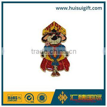 wholesale promotional fashionable badge with soft glitter enamel metal badge pin