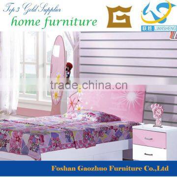 Latest Pink Color Kids Bedroom Furniture Double Bed for Girl