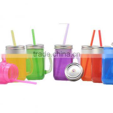 Clear Glass Bottles With Handle and Straw