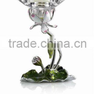 RORO Harmony water lily enamel crystal glass candle holder