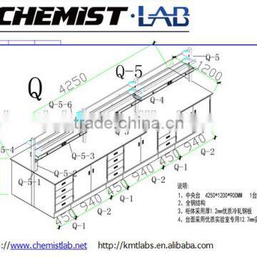 Free Design All Steel Central Lab Work Bench With Reagent Rack & Drawers