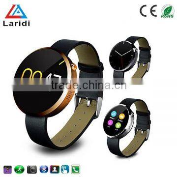 Round bluetooth smart watch DM360 Leather smart watch wirstwatch with heart rate monitor