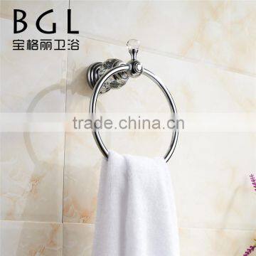 2015news glary chrome brass crystal bathroom accessories round towel ring