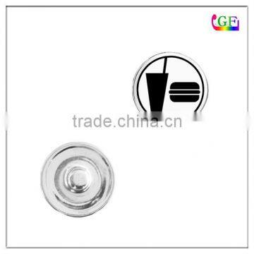 Custom metal fast food Sign snap button for bracelet