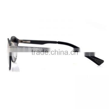 Retro Round Wood and Carbon Fiber Double Materials Sunglasses