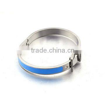 Fashion Women Enamel Spring Bracelet Fine Jewelry Stainless Steel Belt Sivler Cuff Bangle photo-4