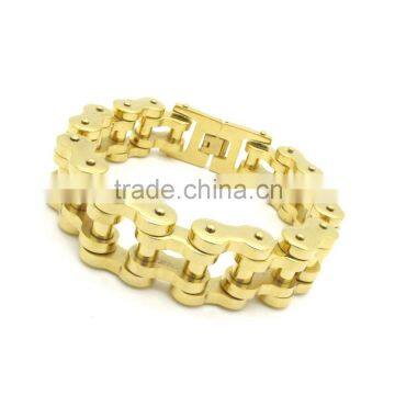 Stainless steel gold plated bike chain bracelet motorcycle chain bracelet