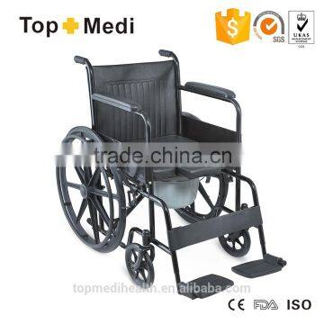 Adjustable u shape folding commode wheelchair with bedpan