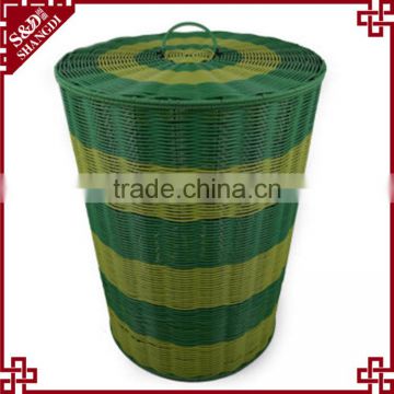 S&D laundry basket,pe rattan handmade storage basket made in China