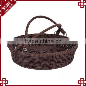 Wholesale PE wicker woven empty fruit basket handicraft basket with handle