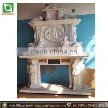 HT-J-BL007 Fireplace in Marble ,white Marble Fireplace photo-3