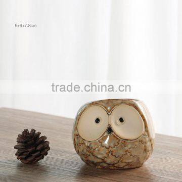 New design indoor decorative owl ceramic animal shape flower pot